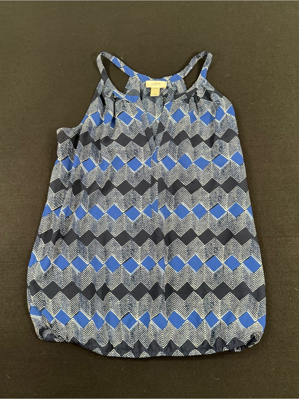LOFT Navy and Royal Blue Chevron Racerback Blouson Tank